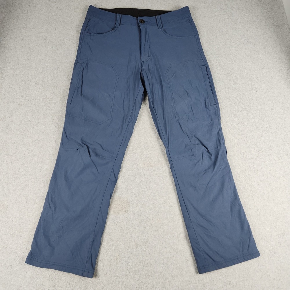 Orvis Tech Pants Men 32x29 Blue Fleece Lined Hiking Straight Leg Stretch Outdoor